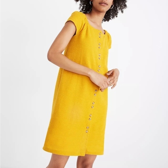 Madewell Texture & Thread Cap-Sleeve Dress in Yellow Size Extra Small - Picture 2 of 9